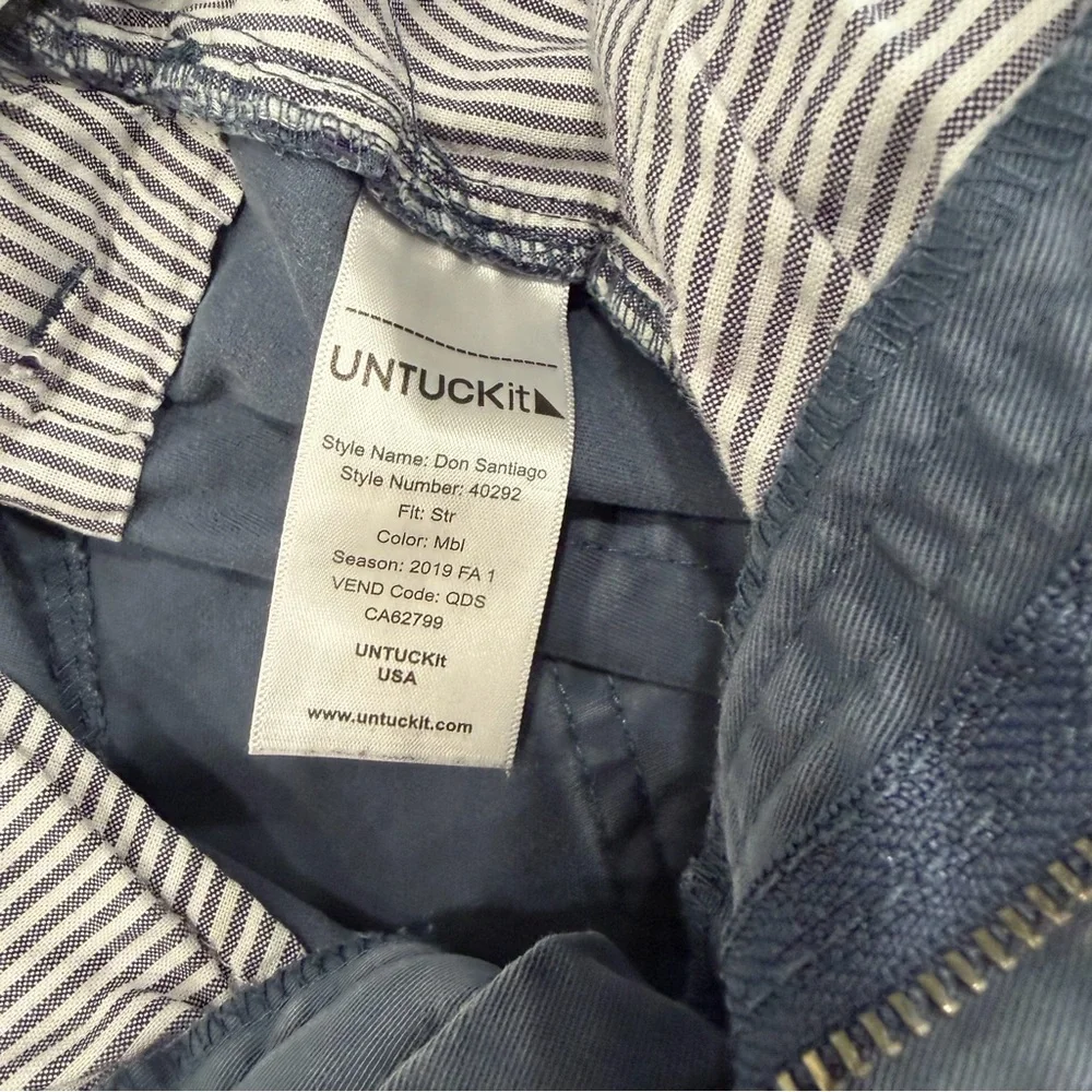 Untuckit Men’s Don Santiago Straight Leg 5 Pocket Pant Blue 34x32